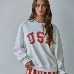 Knit Cotton Polyester French Terry Crew USA Pullover NEW